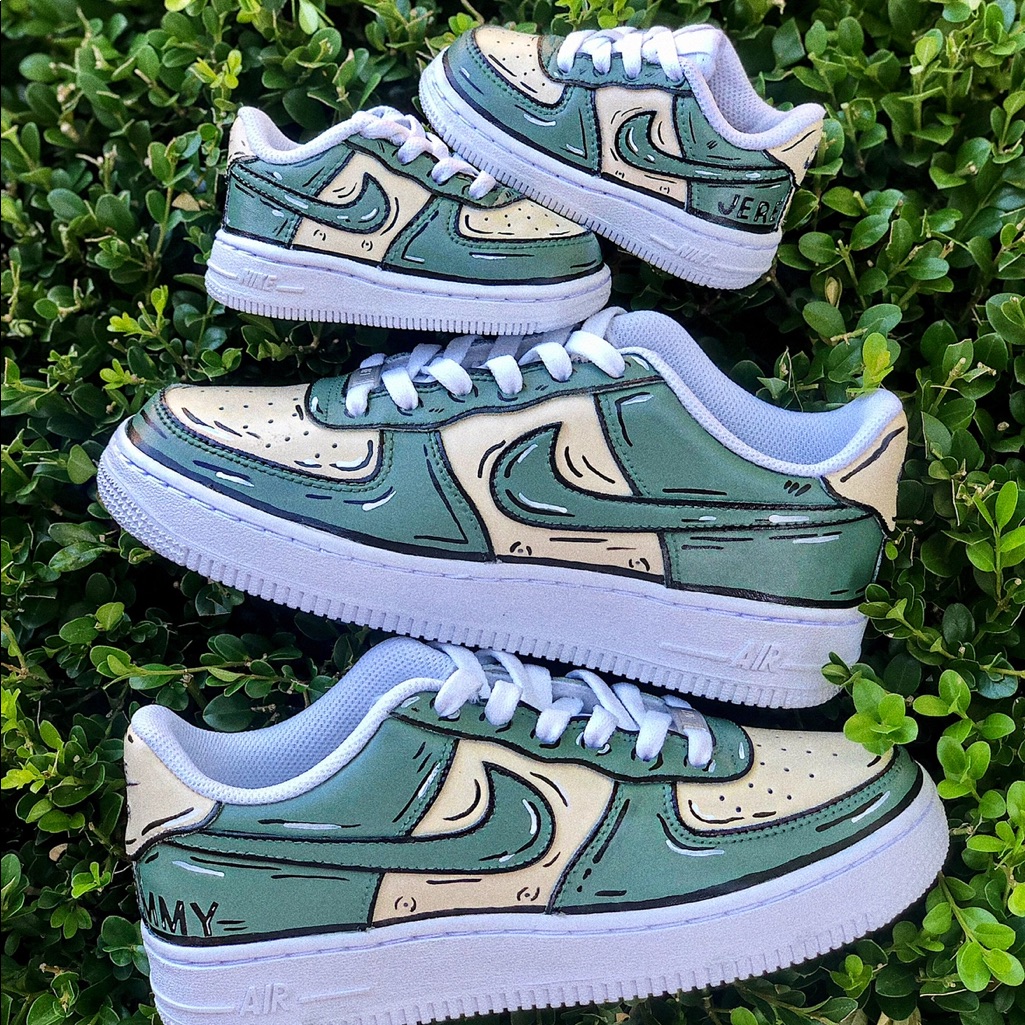 Custom Painted “Parent + Child Cartoon” Nike Air Force 1s